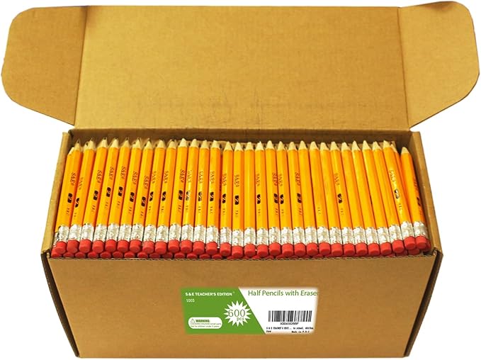 S & E TEACHER'S EDITION 600PCS 4'' Golf Pencils Pre-sharpened, Break-Resistant by SETEACHERSEDITION