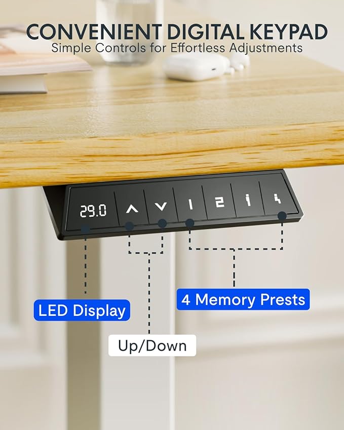 FLEXISPOT EN1 Solid Wooden Single-Piece Standing Desk, 48 x 24 Inches Sit Stand - Image 8