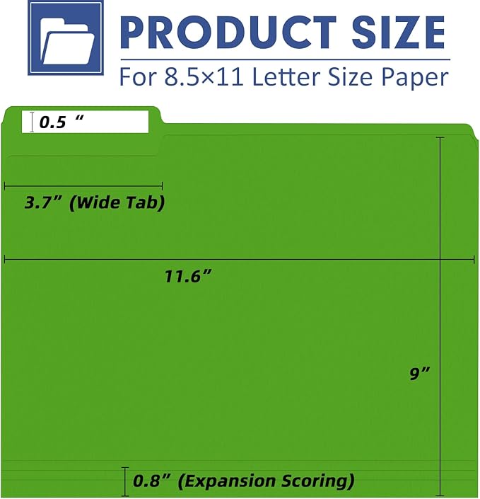 File Folder, PANDRI 270 Pack Colored File Folder, 1/3 Cut Tab, Letter Size - Image 2