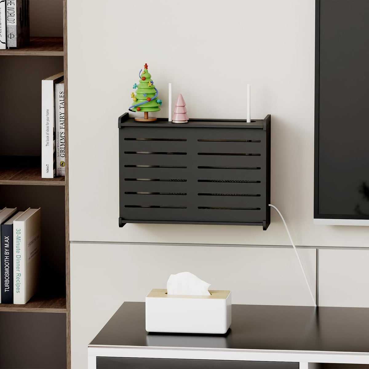 Wooden WiFi Router Storage Box Hider Shelf, Decorative Projector Box Hider Ra...