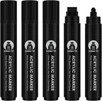 BIGTHUMB Black Poster Markers Jumbo: 5 Pcs 15mm Wide Tip Thick Acrylic Paint - Image 2