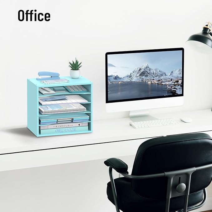 SHARKWOODS 5-Tier Wood Desk Organizer, Paper Tray Organizer - Image 8
