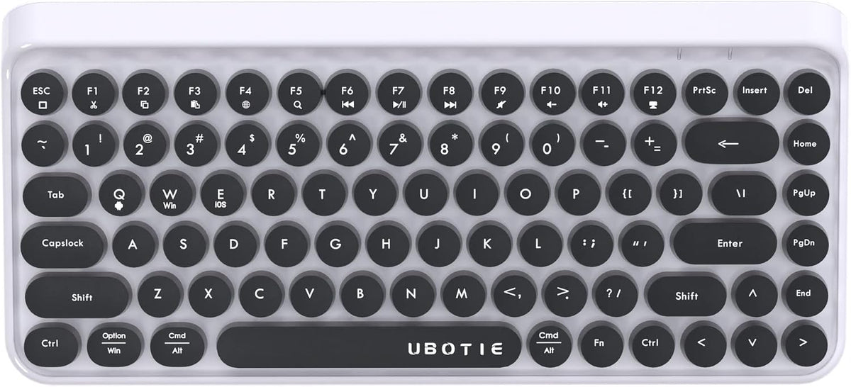 UBOTIE Portable Bluetooth Colorful Keyboards (New Black White)