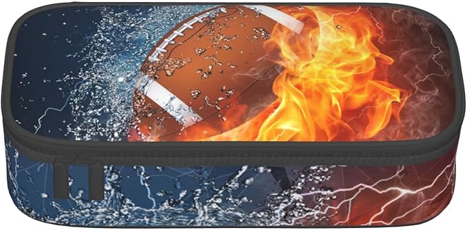 SNAPMADE Boys Pencil Box with Football Pattern, Cool Sports Pencil Case Large - Image 5
