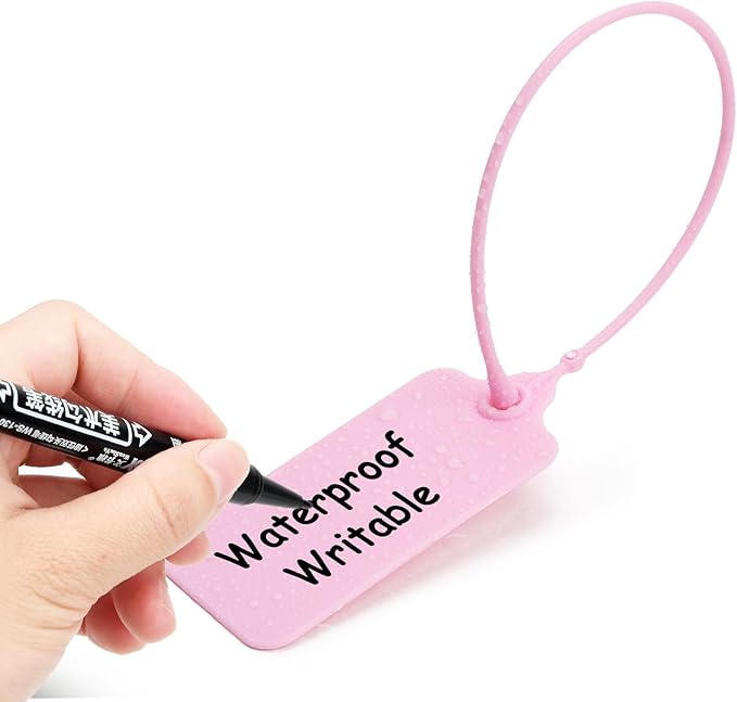 50 Pink Blank Plastic Tags for Labeling Waterproof Hanging Labels Writable Tags - Image 2
