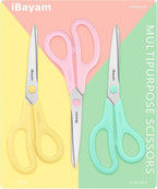 Scissors, iBayam 8" All Purpose Scissors Bulk 3-Pack, Ultra Sharp 2.5mm Thick - Image 8
