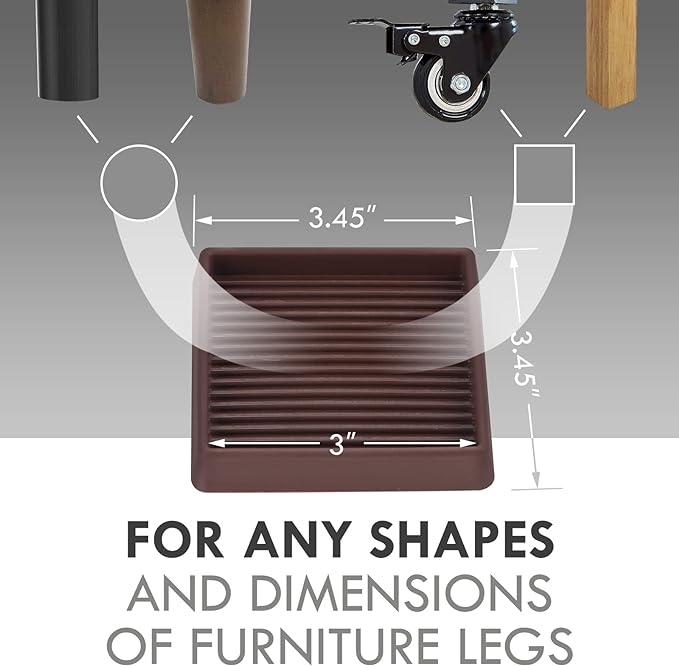 VOCOMO 3X3 Rubber Caster Cups, Non Slip Furniture Pads, Anti-Slip Furniture - Image 2