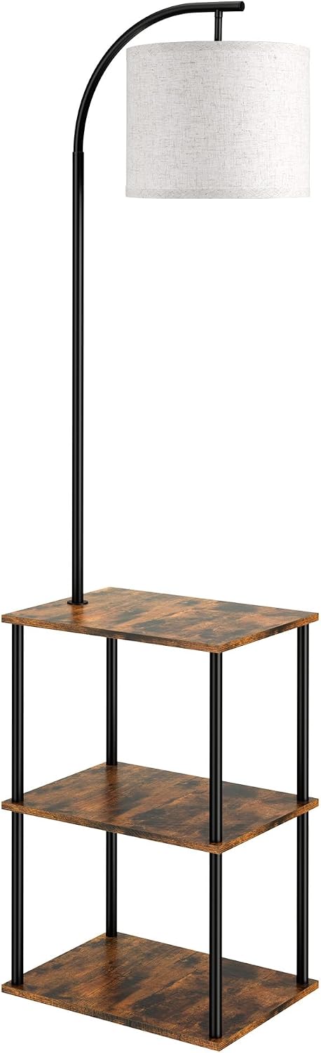 Floor Lamp with Table,Night Stand Lamp,End Side Table for Living Room Brown