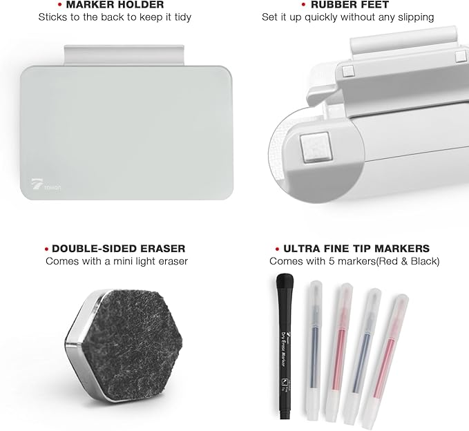 TOWON Small Glass Dry Erase Board, Desk White Board - Image 3