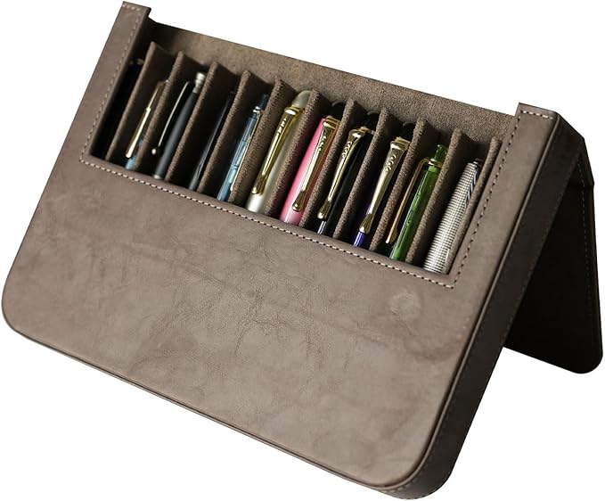 MIVLXLX PU Leather 12 Fountain Pen/Pencil Tray Case Organizer, Fashion Design - Image 8