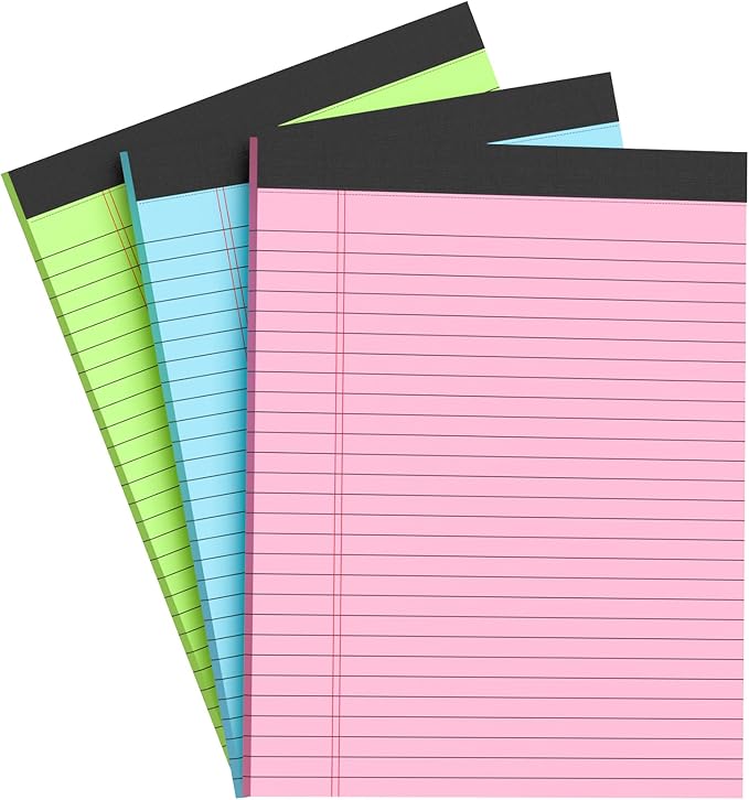 AILZFEI Colored Legal Pads 8.5 x 11 Note Pads 8.5x11 inch, Wide Ruled Clear by Unknown