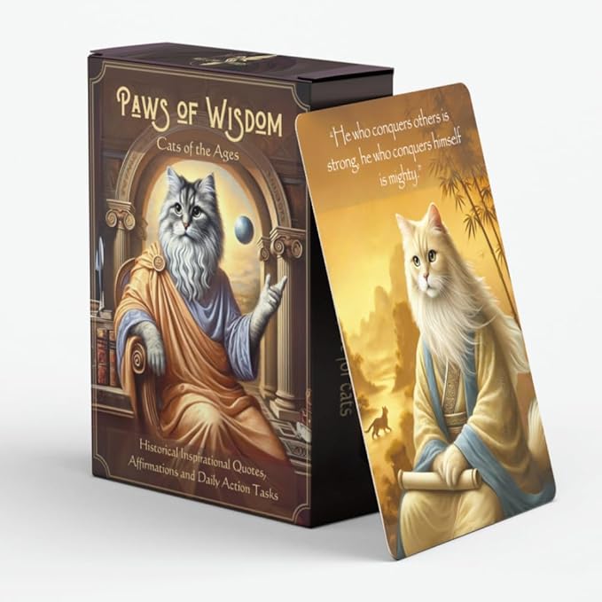 Paws of Wisdom Motivational 54-Card Deck. Cat-Themed Historical Quotes by Unknown