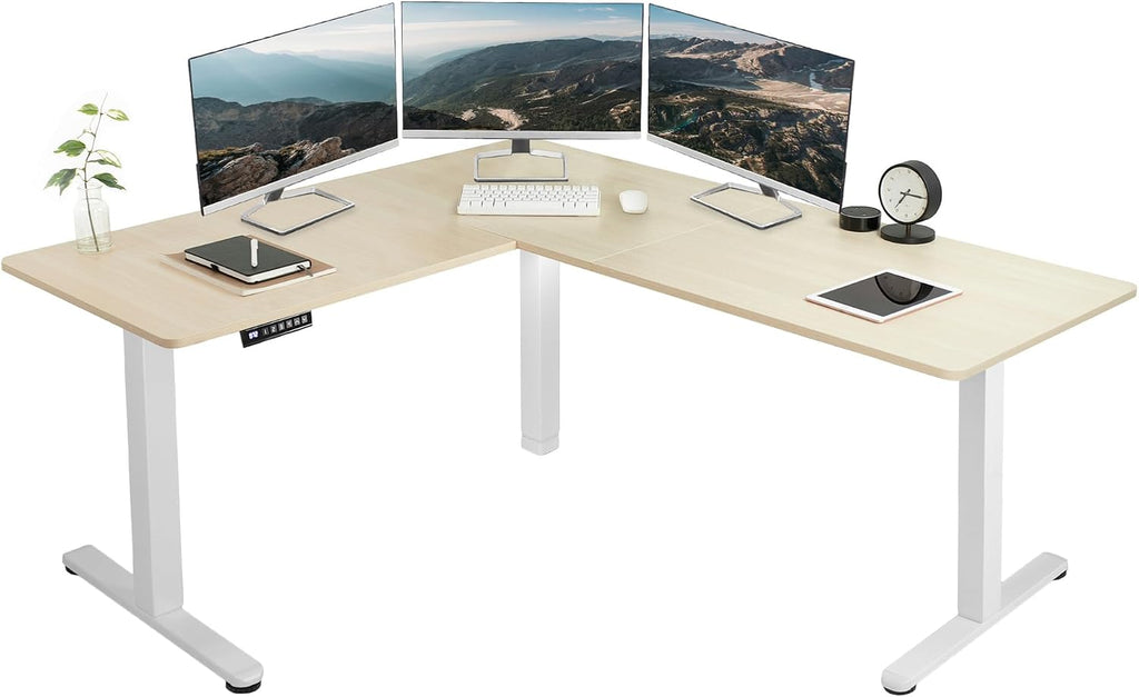 VIVO Electric Corner 63 x 55 inch L-Shaped Standing Desk, Memory Height