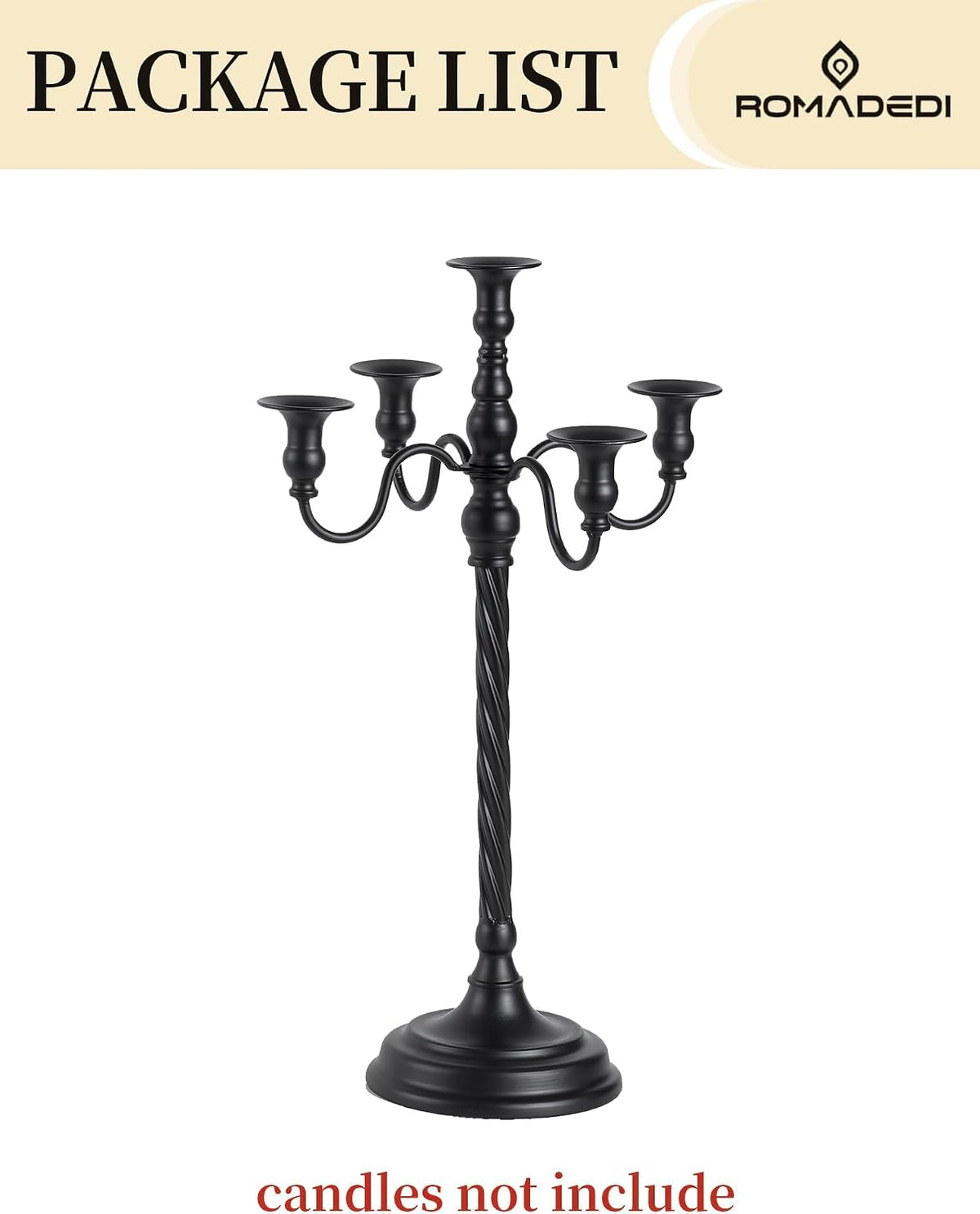 Romadedi Black Halloween Candle Holder: 22-Inch Tall Candelabra