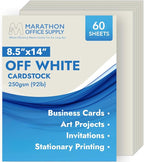 MOS Off-White Legal Cardstock Paper 8.5 x 14 Inch — Heavyweight 250 GSM Cover by Marathon+Office+Supply
