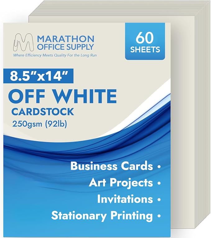 MOS Off-White Legal Cardstock Paper 8.5 x 14 Inch — Heavyweight 250 GSM Cover by Marathon+Office+Supply