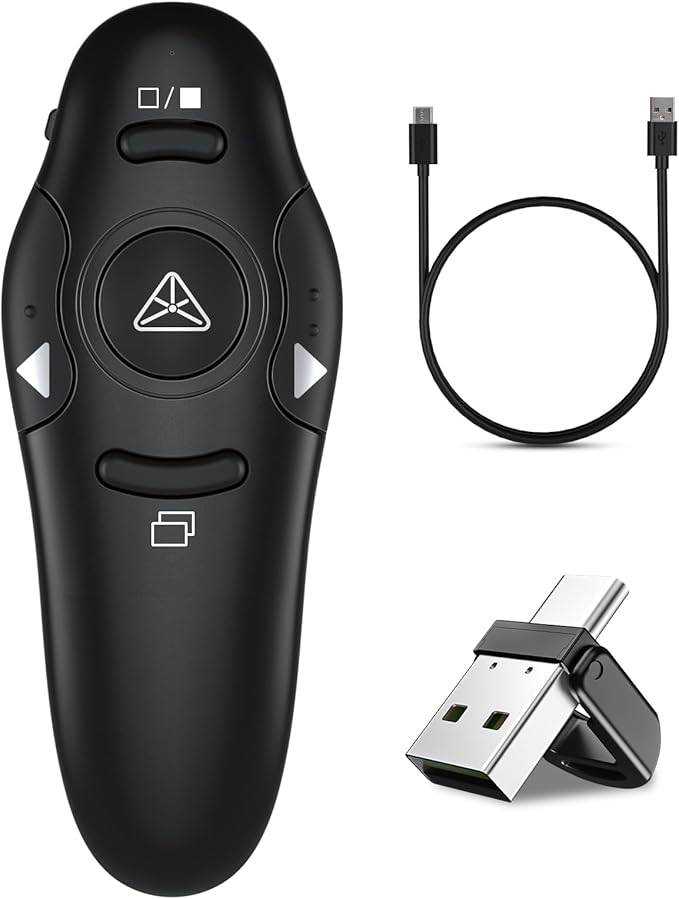 Presentation Clicker, Rechargeable Pointer, 2-in-1 USB Type C Powerpoint Clicker by NinjaABXY