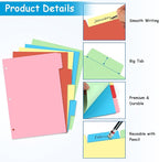 Binder Dividers for 3 Ring Binder, 1/5 Cut Tabs, Letter Size, Blank Write On - Image 3
