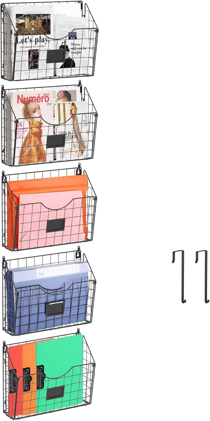5-Tier Over the Door File Organizer, Stackable Hanging Wall Files Rack - Image 2