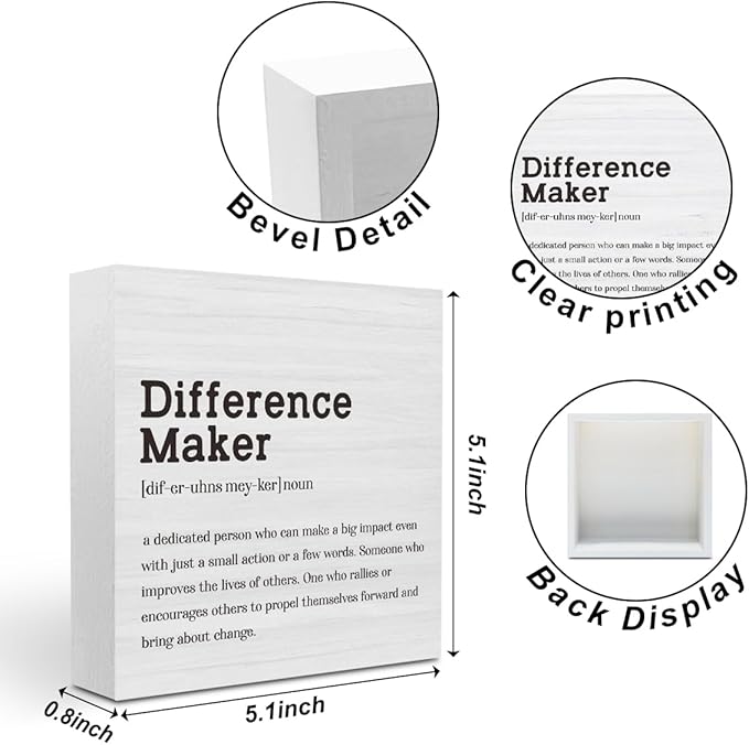 Difference Maker Definition Home Office Decor Wooden Box Sign Motivational - Image 2