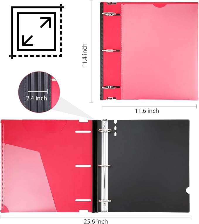 WOT I 1.5 Inch Telescoping 3 Ring Binder 6 Pack, Expandable Flexible Binder - Image 7