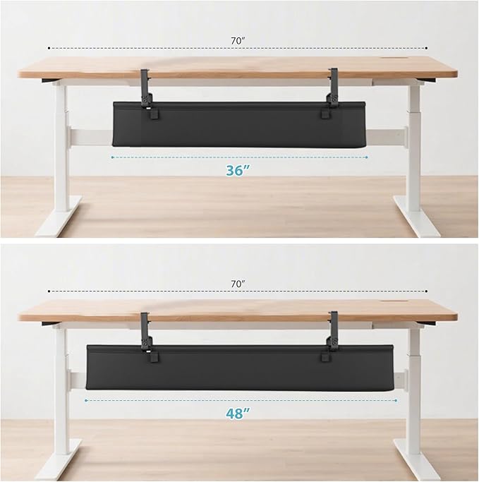 Oxford Cloth Under Desk Cable Management Tray, No-Drill 48" Desk Cable - Image 8