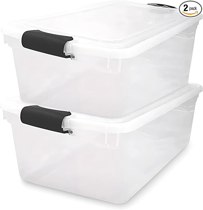 HOMZ 2-Pack Secure Latch, 64 Quart, and Office Organization by Homz