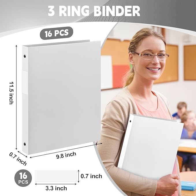 Henoyso 16 Pcs 3 Ring Binder 0.5 Inch Round Fits Letter Size 8.5'' x 11'' Paper - Image 2