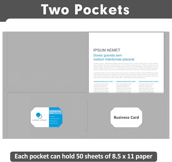 Two Pocket Folders, PANDRI 50 Pack 2 Pocket Folders, Letter Size Paper File - Image 4