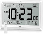 Wall Clock Atomic with Indoor Outdoor Temperature Battery Powered, Easy Reading by Hodik