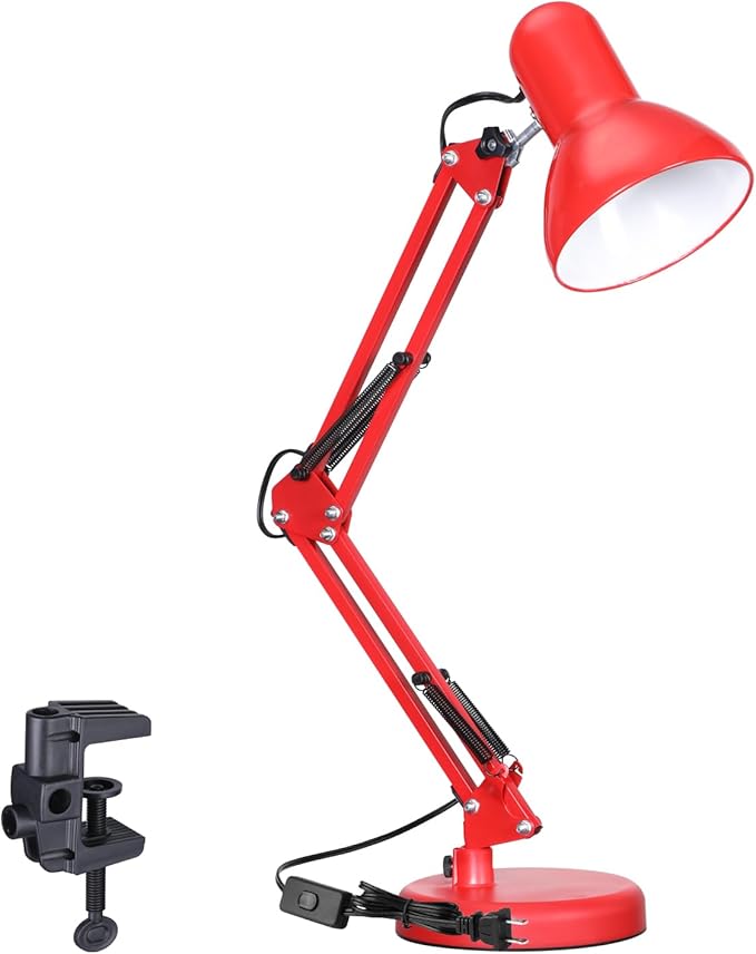 TORCHSTAR Metal Desk Lamp with Clamp, Swing Arm, Architect Adjustable Gooseneck by TORCHSTAR
