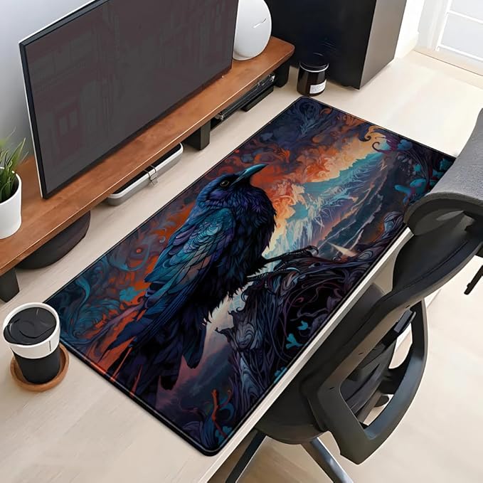 Magic Crow Desk Mat Gaming Misty Fores Mouse Pad Playmat, Large Gaming Mousepad - Image 4