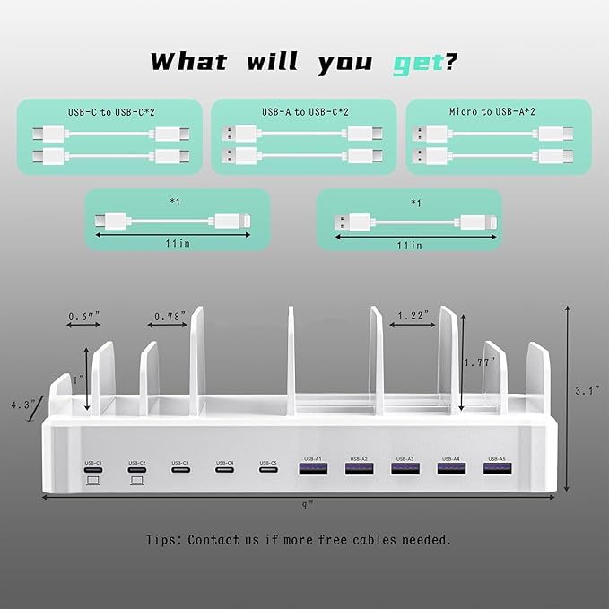 420W Charging Station for Multiple Devices, Zobirez 10-Port USB C Fast Charger - Image 7