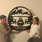 RealSteel Personalized Mountain Campfire Monogram Metal Sign – Custom Family - Image 5