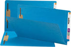 Smead End Tab Fastener File Folder, Shelf-Master® Reinforced Straight-Cut Tab, 2 Fasteners, Legal Size, Blue, 50 per Box (28040)