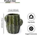 Cactus Ceramic Pencil Holder for Desk, Cute Western Office Decor | Stable Organizer for Pen, Makeup Brush & Toothbrush, Lovely Decor for Bathroom, School or Home Desk, Ideal Gift Choice