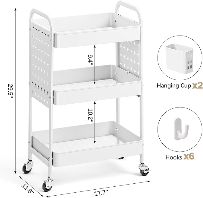 KINGRACK 3 Tier Rolling Cart - Image 2