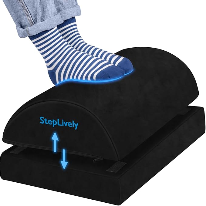 StepLively Foot Rest for Under Desk at Work, Comfortable Foot Stool by StepLively