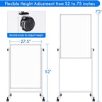 maxtek Rolling White Board, 44 x 28 Height Adjustable Whiteboard on Wheels - Image 2