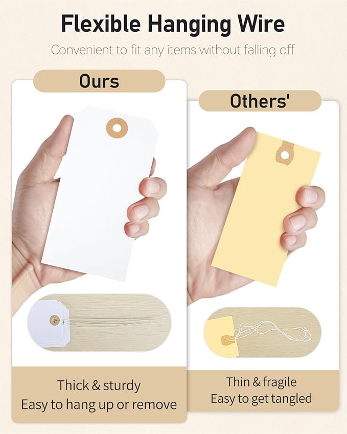 Uniclife 100 Pcs Manila Tags White Blank Shipping Tags - Image 5