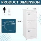 MIIIKO 3 Drawer File Cabinet, Home Office File Folders Storage Cabinet - Image 3