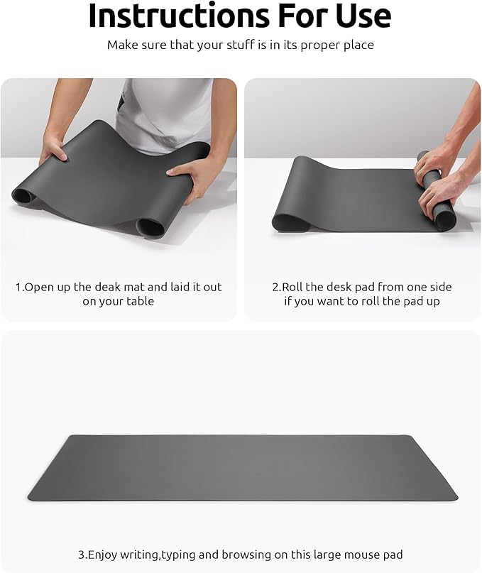 YSAGi Leather Desk Protector, Office Mat, Large Mouse Mat, Non-Slip PU Leather - Image 9