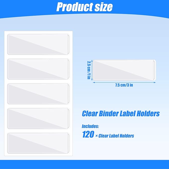 120 Pieces Clear Binder Label Holders Self Adhesive Label Holder Clear Adhesive - Image 3
