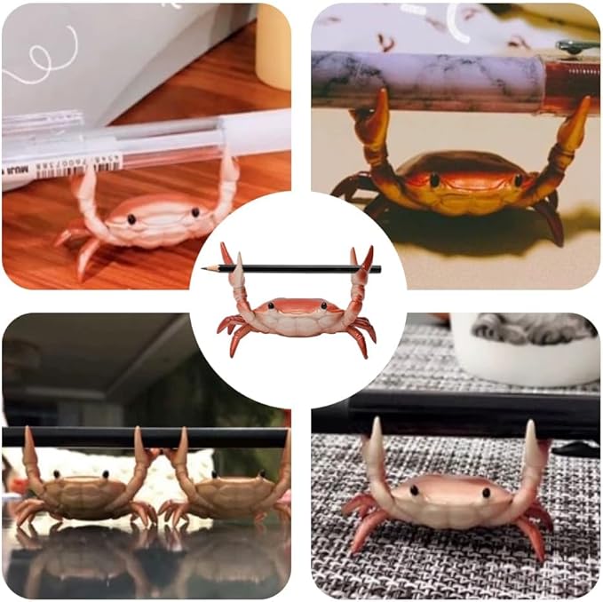 Crab Pen Holder for Desk, Cute Multifunctional Weightlifting Desk Crab Pencil - Image 6
