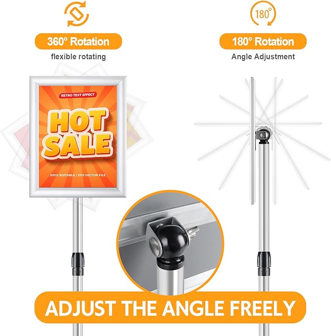 RedChili 2 Pack Sign Holder Stand 8.5x11 Inch, Adjustable Floor Standing Sign - Image 3