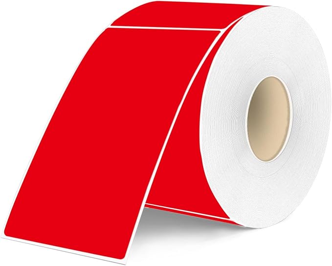 3×5 Inch Red Removable Thermal Labels, Waterproof Thermal Label, 240 Sheets per by Yeachlaing