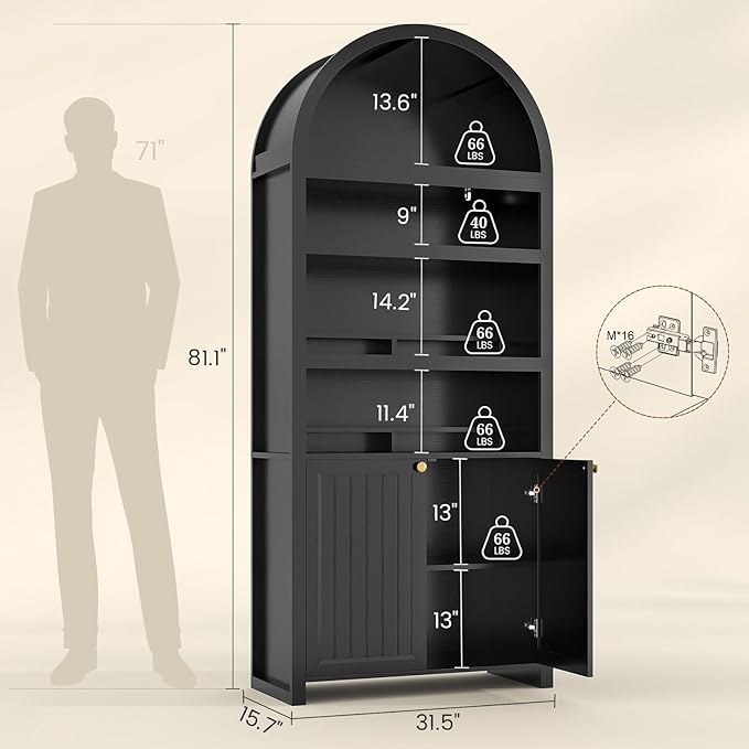 81" Tall Arched Cabinets, Bookcase - Image 2