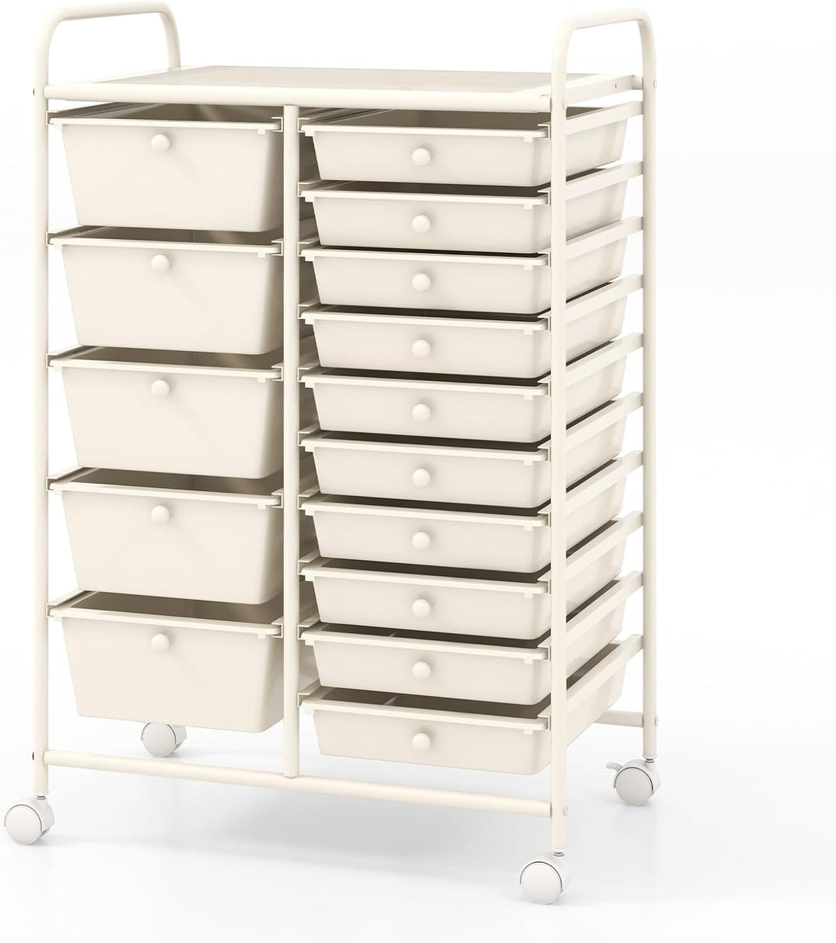 HAPPYGRILL 15-Drawer Rolling Cart, Storage Carts