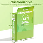 SUNEE 3 Ring Binder 1.5 Inch 1 Pack, Tender Green - Image 7