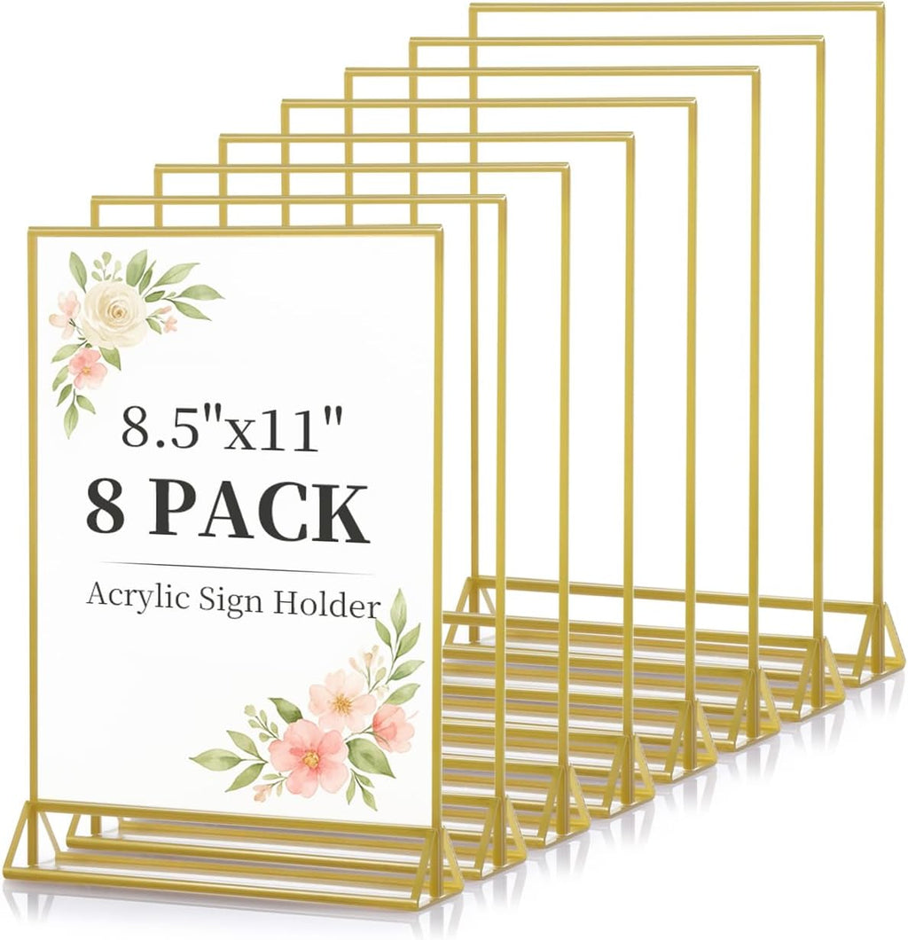 Dynta Acrylic Sign Holder 8.5x11 8pck Clear Table Display Stands Double Sided